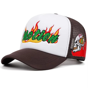 Casquette de camionneur en toile brodée avec logo, dos en mesh, noire, bicolore, sportive, respirante et imperméable, unisexe - Product Image 4