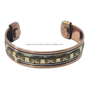 Tree Engraved Pure Copper <b>Healing</b> <b>Bracelet</b> Traditional Adjustable Magnetic Therapy Bangle for Arthritis Energy Balance - Product Image 5