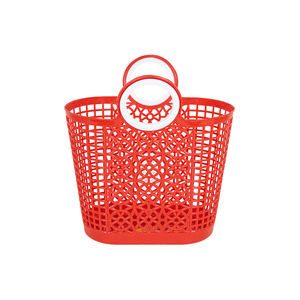 Cesta de plástico ecológica PP sin BPA duradera, mango de estilo moderno, diseño rectangular, comestibles eficientes, almacenamiento de alimentos para el hogar - Product Image 4