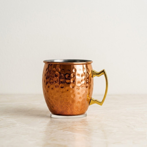 Wholesale Handcrafted Hammered Copper Moscow Mule Mug with Ergonomic Brass Handle Stainless Steel Lined <b>Cold</b> Drink <b>Cup</b> for Bar - Product Image 1