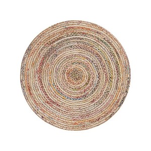 Tapis en jute tressé style oriental, motif géométrique multicolore, écologique, à poils ras, adapté aux animaux domestiques, réversible, antidérapant, pour salon - Product Image 4