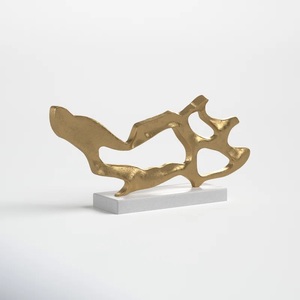 Top Latest Aluminum Metal Marble Base Unique Shape Gold Plated Decorative Sculpture Unique Ornaments For Home - Product Image 1