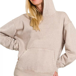 Sudadera con Capucha para Mujer, Estilo Lavado Ácido, Mezcla de Algodón Suave, Diseño Moderno para Uso Diario - Product Image 3