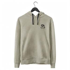 <b>GYM</b> Active Men's Hooded <b>Sweatshirt</b> Solid Color French Terry Breathable Regular Fit Front Logo Winter Wear Wholesale 100% Cotton - Product Image 1