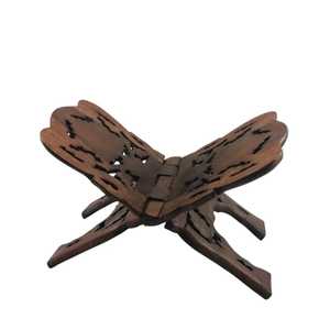 Support de Coran en bois artisanal pliable, porte-livre islamique avec motifs sculptés décoratifs, finition polie traditionnelle - Product Image 2