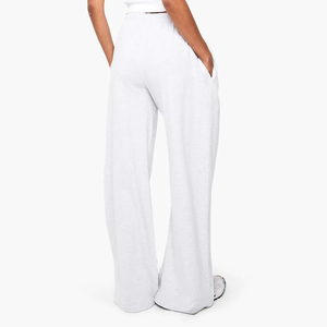 Women Wide Leg Sweatpants 100% Cotton High Waist Loose Fit Flame Logo Print Casual Autumn Wear Elastic Closure OEM Service - Product Image 6