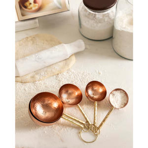 Designer Handcrafted Measuring Cups And Spoon Set <b>Copper</b> Made Spoon With Brass Material <b>Handle</b> Gold Color 4 Piece Set Avvailable - Product Image 6