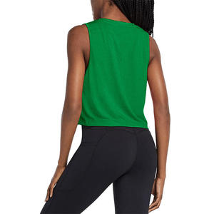 Camiseta sin mangas de algodón puro personalizada para mujer, corte ajustado, de tela gruesa lavada, elástica y corta - Product Image 2