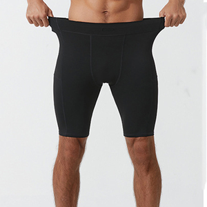 <b>Men</b> Compression <b>Shorts</b> High Waist Elastic Quick Dry With Pockets Solid Color Sporty <b>Bermuda</b> Fit Spandex Polyester - Product Image 3