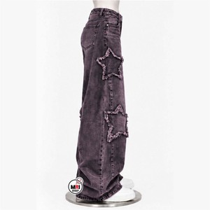 Wholesale <b>Mens</b> High Waist Wide Leg Ripped Star Distressed Denim Pants Street Style Cotton <b>Trousers</b> Casual Side Pockets Quick Dry - Product Image 3