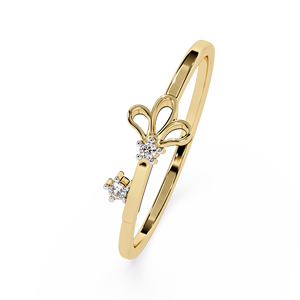 Bague en or jaune 18 carats en forme de papillon avec diamant naturel taille brillant rond certifié IGI pour bague de fiançailles - Product Image 2