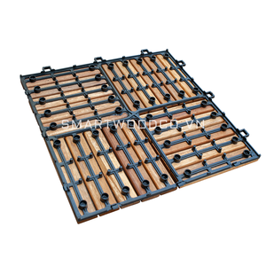 SMARTWOOD Modern Weatherproof Textured Acacia Decking <b>Tiles</b> Easy-Click Interlocking Square Heavy Duty Terrace Balcony Flooring - Product Image 5