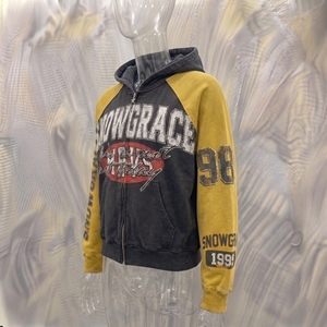 เสื้อฮู้ดซิปผู้ชาย Snowgrace แขนเสื้อแบบแร็กแลน พิมพ์ลายโลโก้ด้านหน้า สไตล์ลำลองสำหรับฤดูใบไม้ร่วง ปรับแต่งได้ ผลิตจากผ้าฝ้าย 80% ผสมผ้าสแปนเด็กซ์ 20% - Product Image 4