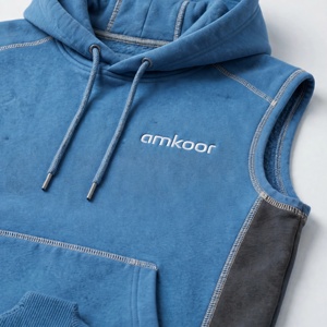Men's Custom Color <b>Sleeveless</b> Hooded Sweatshirt Fleece Pocket Regular Fit Casual Autumn <b>Hoodie</b> - Product Image 6