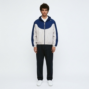 Veste de sport à capuche pour homme, style color block, coupe-vent, fermeture éclair, style sportif, vêtements d'automne, matière polyester, coupe-vent - Product Image 3