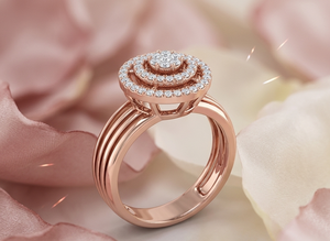 Anillo de Diamantes Naturales con Corte Brillante Redondo para Mujer, Oro Rosa de 14K, Estilo Romántico, Regalo de Compromiso y Aniversario para Ella - Product Image 2