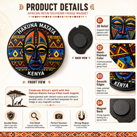 Aimant souvenir africain en résine 3D personnalisé, Kenya, Tanzanie, Hakuna Matata, masque tribal, vente en gros pour les boutiques de cadeaux et la décoration