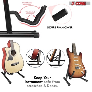 Paire de supports de guitare en A à 5 brins avec bras en mousse souple et base antidérapante pour guitares acoustiques, électriques, basses et ukulélés - Product Image 6