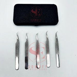 Pince à épiler d'extension de sourcils de cils à 90 degrés personnalisée de marque privée forte tenue mince mince volume droit acier inoxydable beauté - Product Image 2