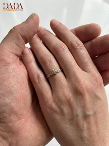 Bague en or pour femme avec diamant, bague de fiançailles florale, diamant taille ronde, design feuille, bijoux fins - Product Image 4
