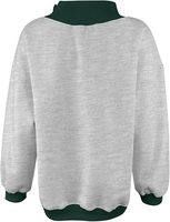 Sweat-shirt à col montant bleu clair pour femme avec bordure contrastante bleu foncé, pull en polaire oversize à épaules tombantes