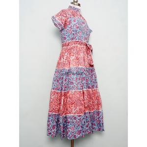 Robe longue d'été pour femme 100 % coton à imprimé floral, écologique, élégante pour les fêtes, décontractée pour le quotidien, avec ceinture boutonnée décorative - Product Image 5