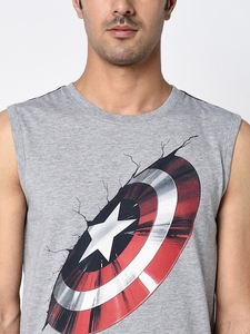 เสื้อกล้ามแขนกุดสีเทาสำหรับผู้ชาย พิมพ์ลาย คอกลม ชุดลำลอง - Product Image 2