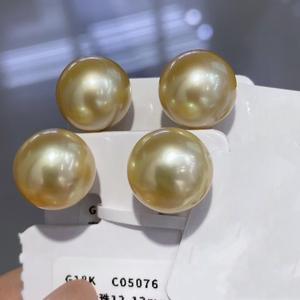 Pendientes de Plata de Ley 925 con Clip, Perla Natural de 9-10 mm de Grosor, Casi Impecable, Estrella de la Fortuna, Perla Dorada de 9-10 mm de Grosor - Product Image 2