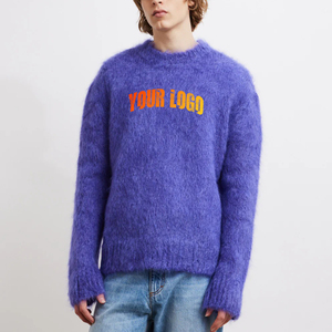 Cárdigan de punto para hombre, morado, de lana/viscosa, manga larga, color liso, grueso y cálido para invierno, antipilling, peso de tela personalizable - Product Image 5