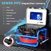 Cámara de Inspección de Tuberías de Alcantarillado Autonivelante de 30 m, Pantalla IPS de 10 Pulgadas, 1080P, Localizador de 512 Hz con Contador de Metros, DVR, Cable de 7 mm