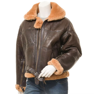 Custom Logo Design Ladies Biker Genuine Sheepskin Leather <b>Jacket</b> Waterproof <b>Filled</b> Breathable All Seasons Cotton Lined Plain - Product Image 2