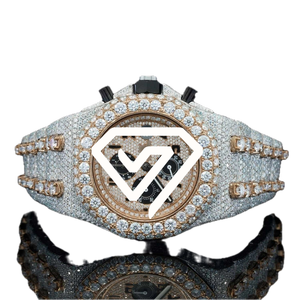 Montre chronographe à l'allure diamantée, avec moissanite, 41 mm, automatique, mécanique, luxe, moissanite couleur D VVS, montre pour homme - Product Image 1