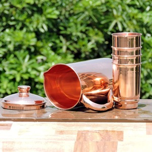 Jarra de Cobre y 6 Vasos, Juego de Bebidas, Artículos de Regalo Únicos de Cobre - Product Image 1