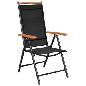 Ensemble de 6 chaises de patio pliantes en textilène noir - Product Image 2