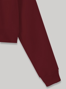 Women Streetwear Hooded <b>Crop</b> Top Sweatshirt Full Sleeve Solid Color Zipper-<b>Up</b> 100% Cotton Breathable Winter Front Logo - Product Image 3