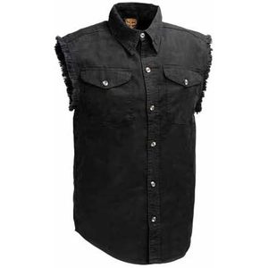 Camisa Vaquera Negra Ligera de Cuero para Hombre DM1002 2025, Estilo Deshilachado y sin Mangas - Product Image 3