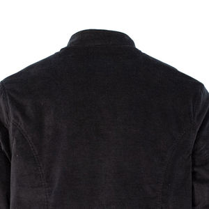 Manteau d'hiver en velours tendance pour homme, veste noire classique à col montant avec logo frontal, style urbain, design mariage - Product Image 5