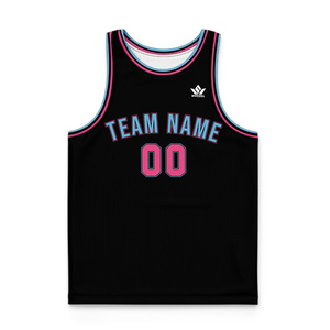 เสื้อบาสเก็ตบอลแบบสั่งทำพิเศษ แขนกุด พิมพ์ลายแบบ Sublimation เสื้อกล้ามสำหรับผู้ใหญ่ Unisex ระบายเหงื่อได้ดี ชุดกีฬา สีดำ ชมพู ฟ้า - Product Image 1
