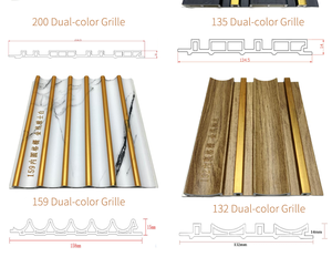 Panneau mural WPC directement de l'usine avec bordure dorée, revêtement en composite bois-plastique cannelé pour la décoration intérieure de luxe - Product Image 4