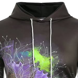 Sweat-shirt à capuche dégradé pour homme, coupe classique, manches longues, avec poches, style décontracté, tricoté en polyester, bleu et violet, pour l'automne - Product Image 6