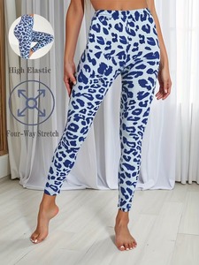 High Waisted Leopard Print <b>Leggings</b> for Women Four Way Stretch Elastic Yoga Pants All Over <b>Patterned</b> Gym Athletic Tights - Product Image 2