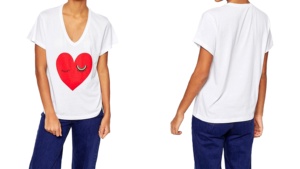 High Quality Regular Fit Cotton Polyester Blend Super Soft Jersey t Women t Shirt in <b>rainbow</b> Heart Print Deep v Neck Girls Tops - Product Image 4