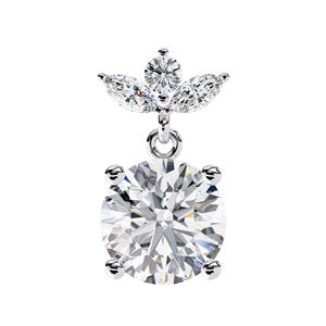 Pendientes colgantes de moissanita redonda de 6.3mm, pendientes de moissanita marquise en racimo, pendientes de moissanita marquise de 3.2×1.6mm, oro macizo de 10K - Product Image 2