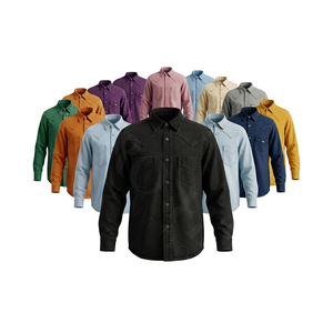 เสื้อเชิ้ตเดนิมวินเทจสั่งทำพิเศษพร้อมกระเป๋าสไตล์ตะวันตก ปิดด้วยกระดุม แขนยาวลำลอง ขายส่งเสื้อเชิ้ตเดนิม - Product Image 1