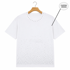 Cosh International New Arrival <b>White</b> Rhinestone Gradient T Shirt Unisex Premium Cotton Crew Neck Casual Wear <b>Tee</b> - Product Image 1