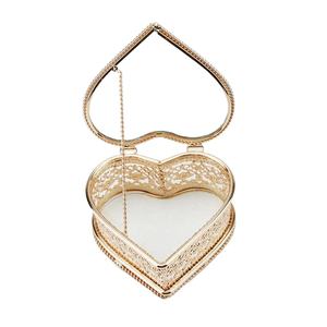 Premium Heart Shape Brass Glass <b>Storage</b> <b>Box</b> Elegant Jewelry Organizer Decorative Display Case for Luxury Home Decor - Product Image 1