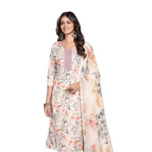 Pantalon Kurti imprimé en coton de qualité supérieure avec catalogue complet de vêtements décontractés Dupatta pour les tarifs de gros indiens et pakistanais disponibles - Product Image 1