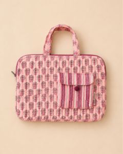 Sac fourre-tout matelassé en coton pour ordinateur portable avec poche rayée et poignée, style décontracté, design protecteur pour ordinateurs portables, léger - Product Image 2