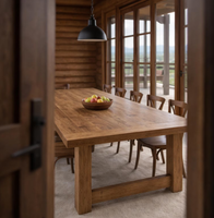 Ensemble de table et chaises en bois de manguier massif au design moderne pour salle à manger, idéal pour les écoles, les salons, l'usage commercial et domestique