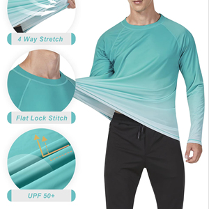 เสื้อแรชการ์ดแขนยาวแบบยูนิเซ็กซ์ ป้องกันรังสียูวี UPF 50+ เป็นมิตรกับสิ่งแวดล้อม เหมาะสำหรับว่ายน้ำและออกกำลังกาย สีน้ำเงิน พิมพ์ลายแบบรีดร้อน ผ้าโพลีเอสเตอร์/ไนลอน 200 กรัม - Product Image 3